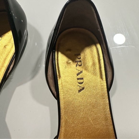 Prada classic black Patent Leather Peep Toe Ballet Flats size EU 39 USA 8.5 - Picture 3 of 9